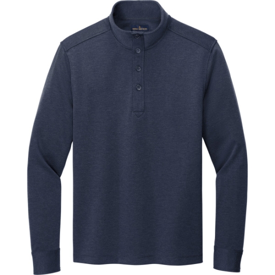 Custom Brooks Brothers Mid-Layer Stretch 1/2-Button Navy Blue Blazer Heather