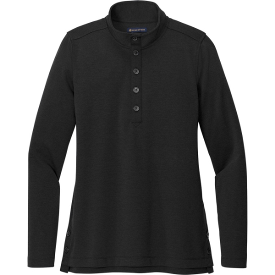 Custom Brooks Brothers Womens Mid-Layer Stretch 1/2-Button Black Heather