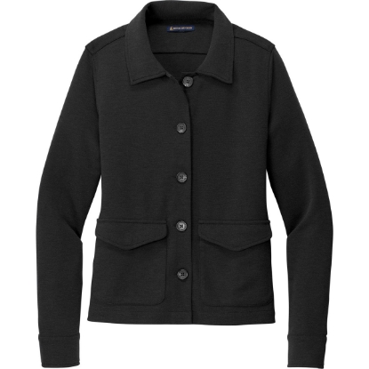Custom Brooks Brothers Womens Mid-Layer Stretch Button Jacket Black Heather
