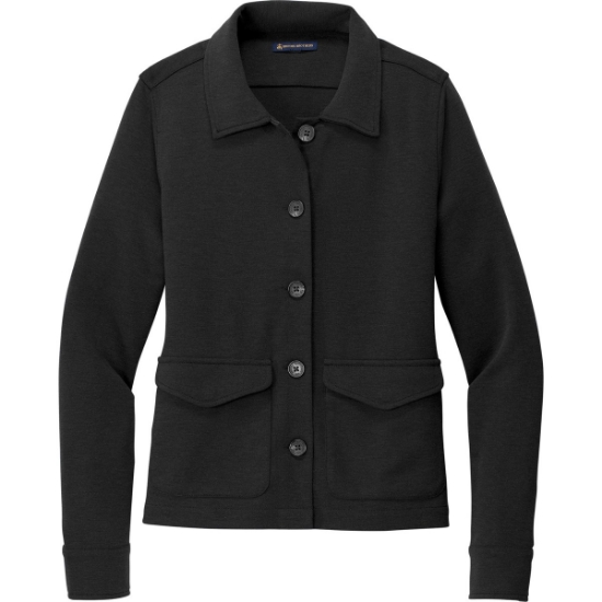 Custom Brooks Brothers Womens Mid-Layer Stretch Button Jacket Black Heather