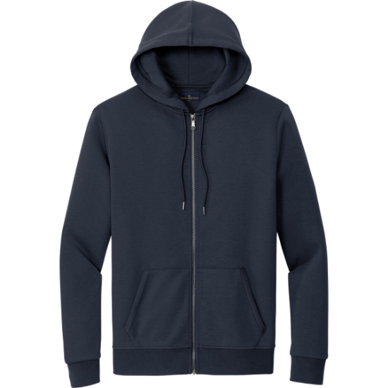 Custom Brooks Brothers Double-Knit Full-Zip Hoodie Night Navy Blue