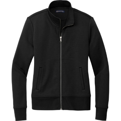 Custom Brooks Brothers Womens Double-Knit Full-Zip Deep Black