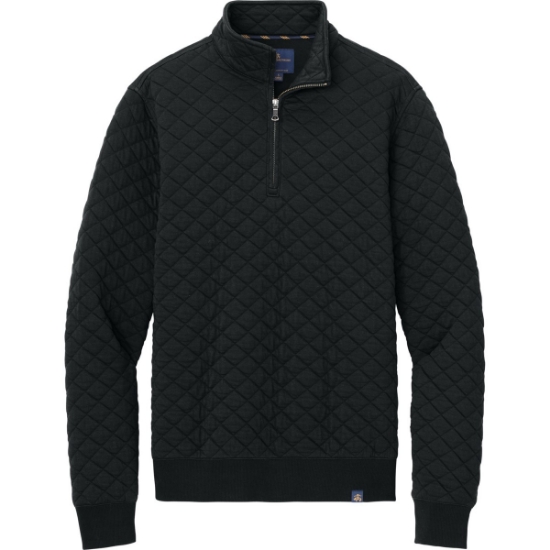 Custom Brooks Brothers Diamond Quilt 1/4-Zip Deep Black