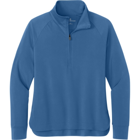 Custom Brooks Brothers Womens Luxe Performance 1/4-Zip Charter Blue