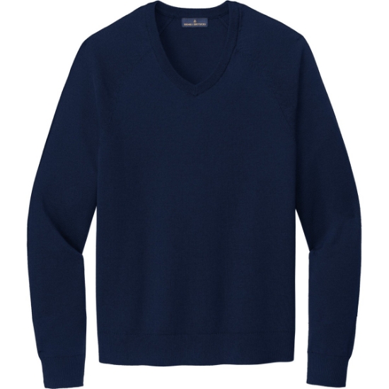 Custom Brooks Brothers Cotton Stretch V-Neck Sweater Navy Blue Blazer