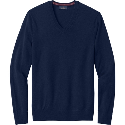 Custom Brooks Brothers Washable Merino V-Neck Sweater Navy Blue Blazer