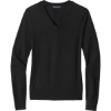 Custom Brooks Brothers Womens Washable Merino V-Neck Sweater Deep Black