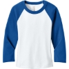 Custom BELLA+CANVAS Womens Micro Rib 3/4 Raglan Baby Tee White/True Royal Blue