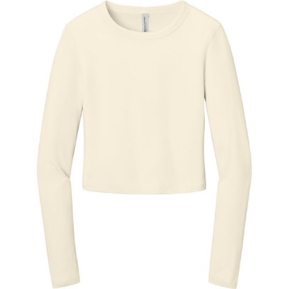 Custom BELLA+CANVAS Womens Micro Rib Long Sleeve Baby Tee Solid Natural Beige Blend