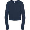 Custom BELLA+CANVAS Womens Micro Rib Long Sleeve Baby Tee Solid Navy Blue Blend