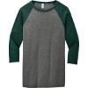 Custom BELLA+CANVAS Unisex 3/4-Sleeve Baseball Tee. Grey/Emerld TB