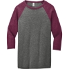 Custom BELLA+CANVAS Unisex 3/4-Sleeve Baseball Tee. Grey/Maroon TB