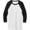 Custom BELLA+CANVAS Unisex 3/4-Sleeve Baseball Tee. White/Black