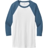 Custom BELLA+CANVAS Unisex 3/4-Sleeve Baseball Tee. White/Denim