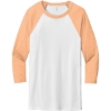 Custom BELLA+CANVAS Unisex 3/4-Sleeve Baseball Tee. White/Ht Peach