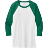 Custom BELLA+CANVAS Unisex 3/4-Sleeve Baseball Tee. White/Kelly Green