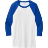 Custom BELLA+CANVAS Unisex 3/4-Sleeve Baseball Tee. White/True Royal Blue