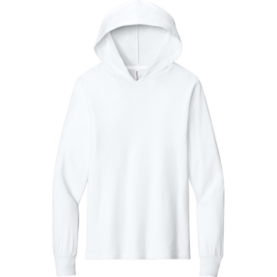 Custom BELLA+CANVAS Unisex Jersey Long Sleeve Hoodie. White