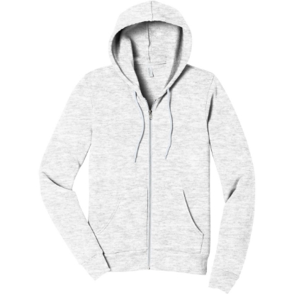 Custom BELLA+CANVAS Unisex Sponge Fleece Full-Zip Hoodie. Ash Gray