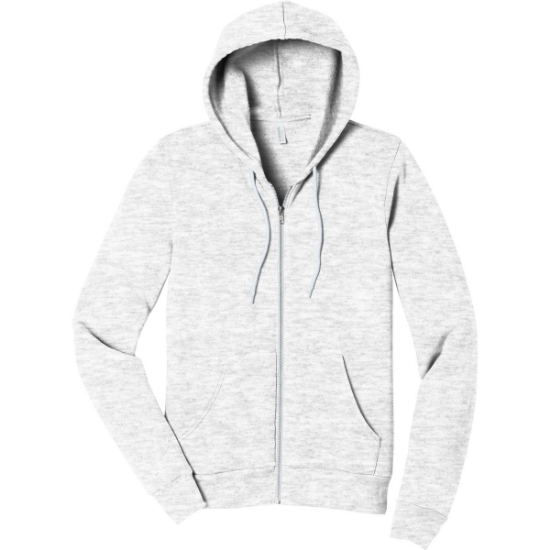 Custom BELLA+CANVAS Unisex Sponge Fleece Full-Zip Hoodie. Ash Gray