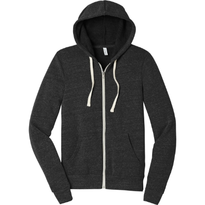 Custom BELLA+CANVAS Unisex Triblend Sponge Fleece Full-Zip Hoodie. Char-Blk TB