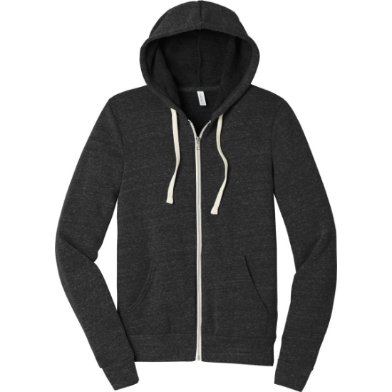 Custom BELLA+CANVAS Unisex Triblend Sponge Fleece Full-Zip Hoodie. Char-Blk TB