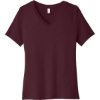 Custom BELLA+CANVAS Womens Relaxed Jersey Short Sleeve V-Neck Tee. Maroon Red