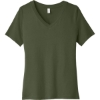 Custom BELLA+CANVAS Womens Relaxed Jersey Short Sleeve V-Neck Tee. Military Green