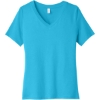Custom BELLA+CANVAS Womens Relaxed Jersey Short Sleeve V-Neck Tee. Turquoise Blue
