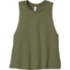 Custom BELLA+CANVAS Womens Racerback Cropped Tank. Heather Olive Green
