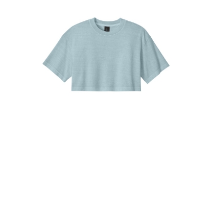 Custom BELLA+CANVAS Womens Heavyweight Garment-Dyed Cropped Tee Light Washed Denim Blue