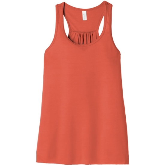 Custom BELLA+CANVAS Womens Flowy Racerback Tank. Coral