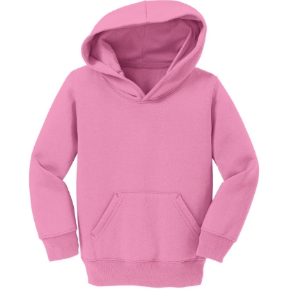 Custom Port & Co Toddler Core Fleece Pullover Hooded Sweatshirt. Candy Pink