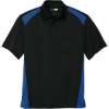 Custom CornerStone Select Snag-Proof Two Way Colorblock Pocket Polo. Black/Royal Blue