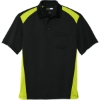 Custom CornerStone Select Snag-Proof Two Way Colorblock Pocket Polo. Black/Shock Green