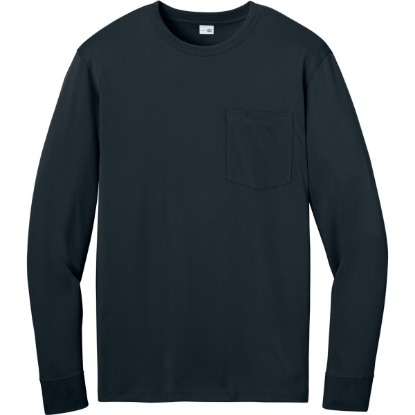 Custom CornerStone Workwear Pro Long Sleeve Pocket Tee Navy Blue