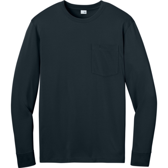 Custom CornerStone Workwear Pro Long Sleeve Pocket Tee Navy Blue