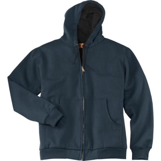Custom CornerStone - Heavyweight Full-Zip Hooded Sweatshirt with Thermal Lining. Navy Blue