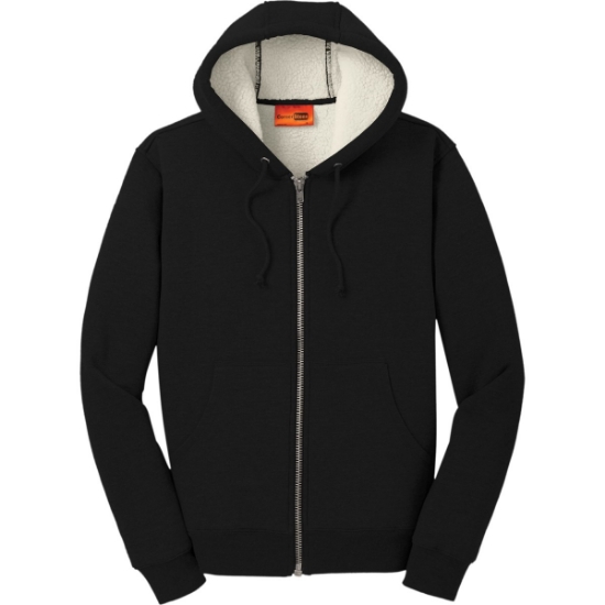 Custom CornerStone Heavyweight Sherpa-Lined Hooded Fleece Jacket. Black