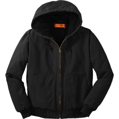 Custom CornerStone Washed Duck Cloth Insulated Hooded Work Jacket. Black