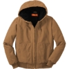 Custom CornerStone Washed Duck Cloth Insulated Hooded Work Jacket. Duck Brown