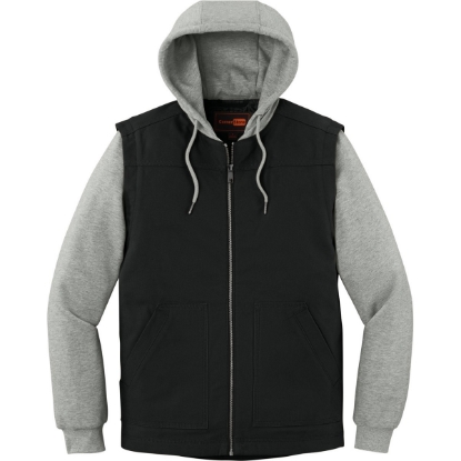 Custom CornerStone Duck Fleece Full-Zip Hooded Jacket Black/Heather Gray