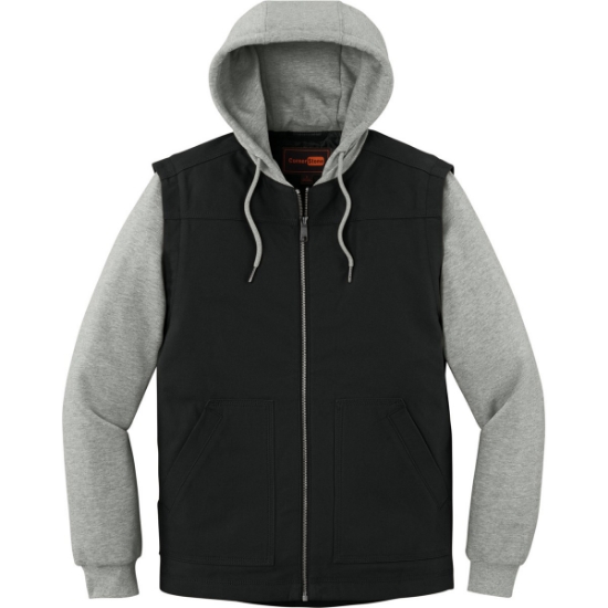 Custom CornerStone Duck Fleece Full-Zip Hooded Jacket Black/Heather Gray