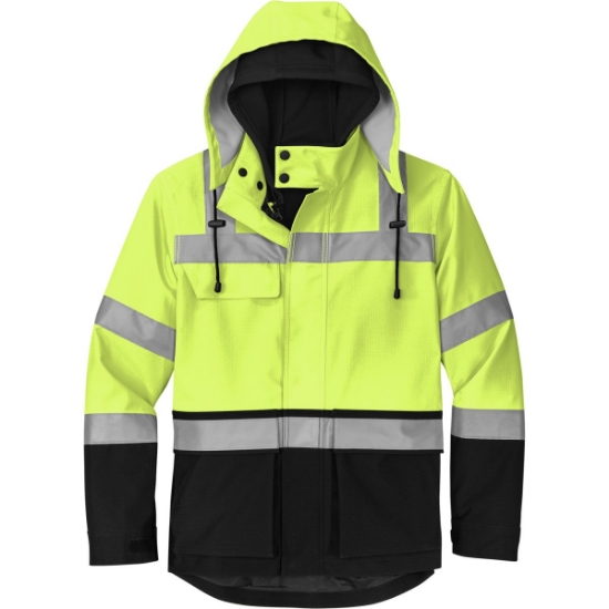 Custom CornerStone ANSI 107 Class 3 Waterproof Ripstop 3-In-1 Parka Safety Yellow/Black/Silver