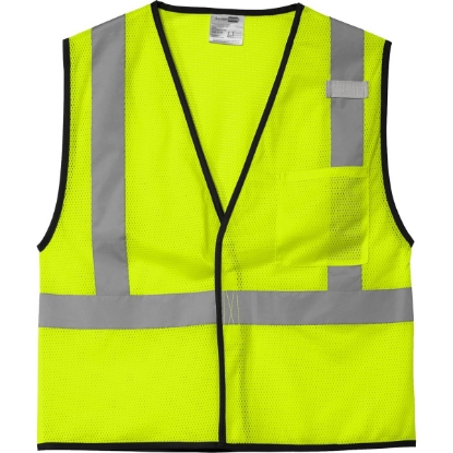 Custom CornerStone ANSI 107 Class 2 Economy Mesh One-Pocket Vest. Safety Yellow/Silver