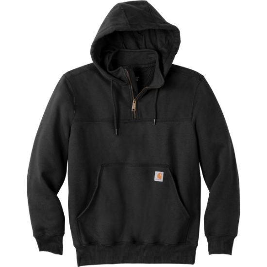 Custom Carhartt Rain Defender Paxton Heavyweight Hooded Zip Mock Sweatshirt. Black