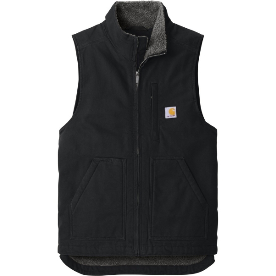 Custom Carhartt Sherpa-Lined Mock Neck Vest Black