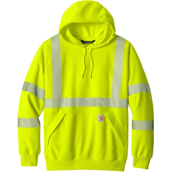 Custom Carhartt ANSI 107 Class 3 Hooded Sweatshirt Brite Lime Green