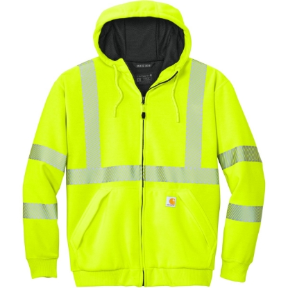 Custom Carhartt ANSI 107 Class 3 Lined Full-Zip Sweatshirt Brite Lime Green