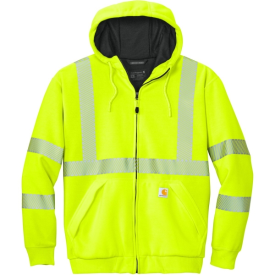 Custom Carhartt ANSI 107 Class 3 Lined Full-Zip Sweatshirt Brite Lime Green